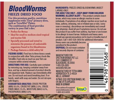 Show full view: Tetra BloodWorms Freeze-Dried Fish Food, 0.25-oz jar slide 5 of 8