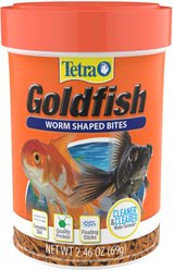 Tetra Goldfish Worm Shaped Bites Fish Food, 2.46-oz bag