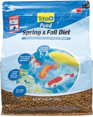 Show full view: Tetra Pond Koi Vibrance Color Enhancing Sticks Koi & Goldfish Food, 5.18-lb bag + Pond Spring & Fall Diet Transitional Fish Food, 3.08-lb bag slide 6 of 10