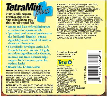 Show full view: TetraMin Plus Tropical Flakes Fish Food, 2.2-oz bottle slide 5 of 7