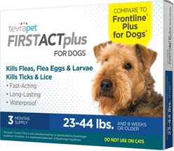 TevraPet FirstAct Plus Flea & Tick Spot Treatment for Dogs, 23 - 44lbs, 3 Doses (3-mos. supply)