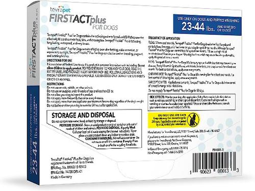 Show full view: TevraPet FirstAct Plus Flea & Tick Spot Treatment for Dogs, 23 - 44lbs, 3 Doses (3-mos. supply) slide 2 of 9