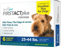 TevraPet FirstAct Plus Flea & Tick Spot Treatment for Dogs, 23 - 44lbs, 6 Doses (6 mos. supply)