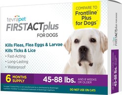 TevraPet FirstAct Plus Flea & Tick Spot Treatment for Dogs, 45 - 88 lbs, 6 Doses (6 mos. supply)