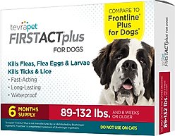 TevraPet FirstAct Plus Flea & Tick Spot Treatment for Dogs, 89 - 132lbs, 6 Doses (6 mos. supply)