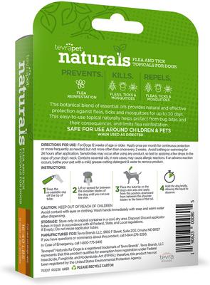 Show full view: TevraPet Naturals Flea & Tick Topicals for Dogs 16 - 40 lbs, 3 doses slide 2 of 6