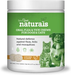 TevraPet Naturals Oral Flea & Tick Chew Supplement for Dogs & Cats, 120 count