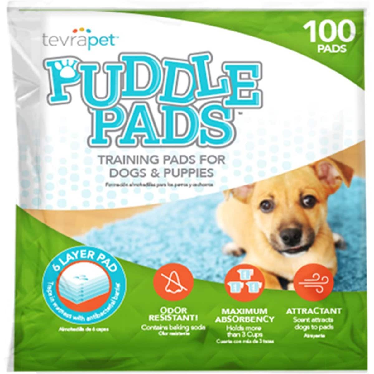 TevraPet Puddle Dog Potty Pads, 100 count
