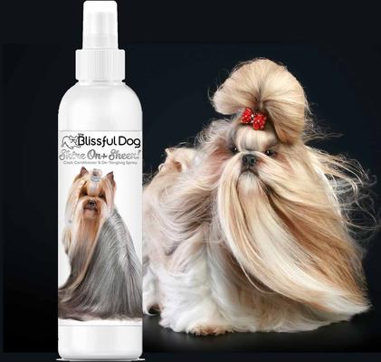 Show full view: The Blissful Dog Shine-On+Sheen Dog De-Tangling Coat Spray, 8-fl oz bottle slide 4 of 5