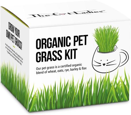 Show full view: The Cat Ladies Organic Pet Grass Grow Kit with Planter, White slide 6 of 10