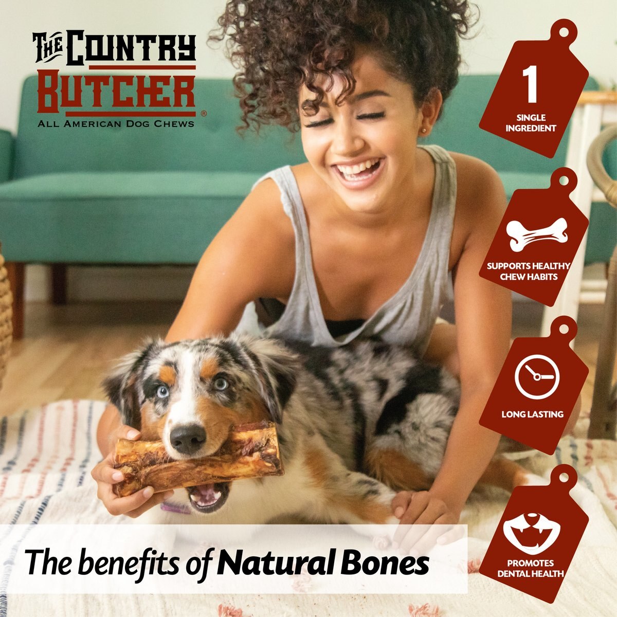 The Country Butcher Beef Rib Bone Natural Dog Treats, Large, 2 count