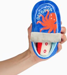 the furryfolks Tinned Octopus Nosework Squeaky Plush Dog Toy, Blue