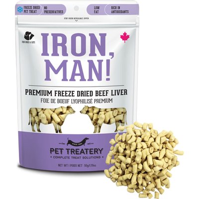 The Granville Island Pet Treatery The Granville Island Pet Treatery Iron Man Beef Liver Grain-Free Freeze-Dried Dog & Cat Treats, 1.76-oz bag