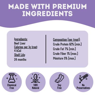 Show full view: The Granville Island Pet Treatery Iron Man Beef Liver Grain-Free Freeze-Dried Dog & Cat Treats, 1.76-oz bag slide 6 of 7