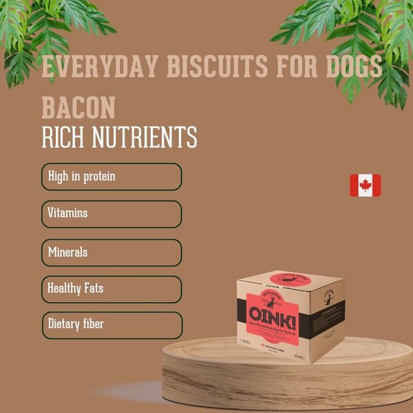 The Granville Island Pet Treatery Oink! Pets Agree Bacon Flavored Dog Treats, 32-oz bag, Small
