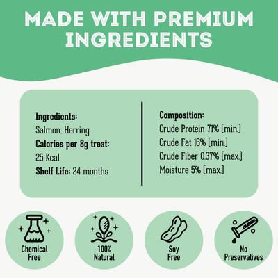 Show full view: The Granville Island Pet Treatery Salmon & Herring Grain-Free Dehydrated Dog & Cat Treats, 2.82-oz bag slide 6 of 7