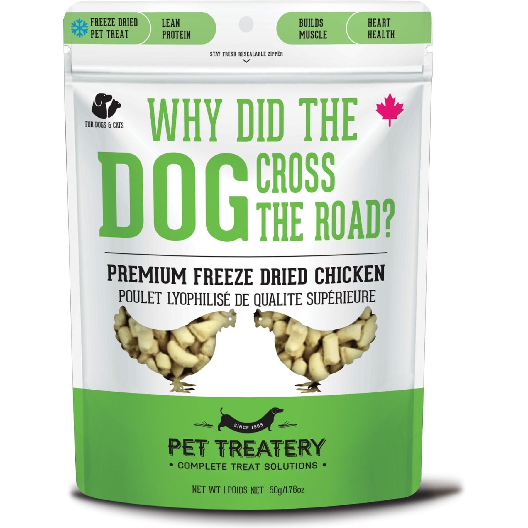 The Granville Island Pet Treatery Why Did the Dog Cross the Road? Freeze-Dried Chicken Dog & Cat Treats, 1.76-oz bag
