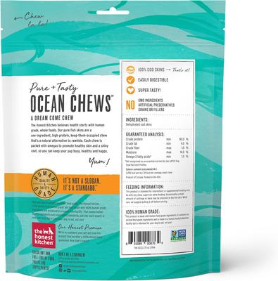 Show full view: The Honest Kitchen Beams Ocean Chews Wolfish Skins + Beams Ocean Chews Cod Fish Skins Dehydrated Dog Treats slide 7 of 9