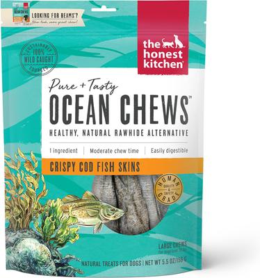 Show full view: The Honest Kitchen Beams Ocean Chews Wolfish Skins + Cod Fish Skins Dehydrated Dog Treats slide 6 of 9