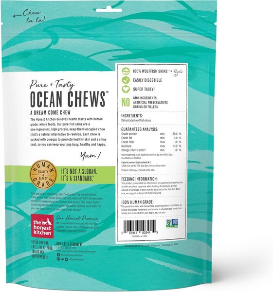 The Honest Kitchen Beams Ocean Chews Wolfish Skins Dehydrated Dog Treats, Large
