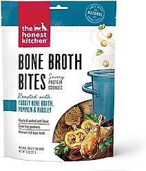 The Honest Kitchen Human Grade Bone Broth Bites Roasted with Turkey Bone Broth, Pumpkin & Parsley Dog Treats, 16-oz bundle