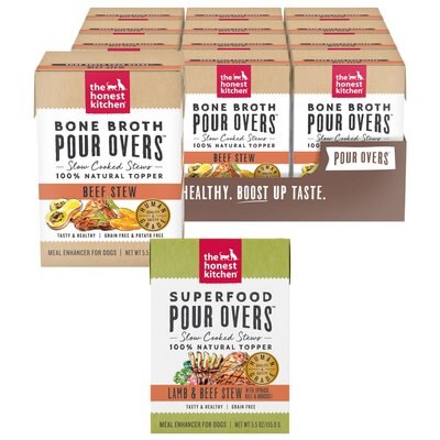The Honest Kitchen The Honest Kitchen Bone Broth POUR OVERS Beef Stew + Superfood Lamb & Beef Stew with Veggies Wet Dog Food Topper