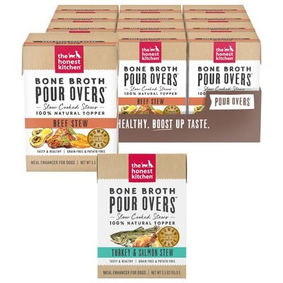 The Honest Kitchen The Honest Kitchen Bone Broth POUR OVERS Turkey & Salmon Stew + Beef Stew Wet Dog Food Topper