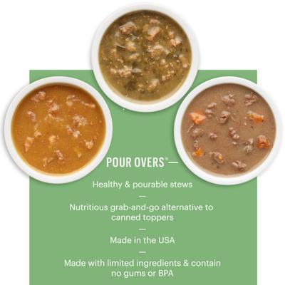 Show full view: The Honest Kitchen Bone Broth POUR OVERS Turkey & Salmon Stew + Beef Stew Wet Dog Food Topper slide 9 of 9