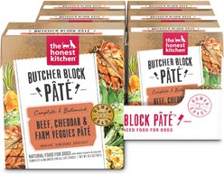 The Honest Kitchen Butcher Block Pate Beef, Cheddar & Farm Veggies Pate Wet Dog Food, 10.5-oz box, bundle of 12 