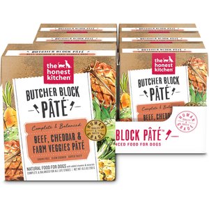 The Honest Kitchen Human Grade Butcher Block Pate Beef, Cheddar & Farm Veggies Pate Wet Dog Food, 10.5-oz, case of 6