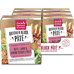 The Honest Kitchen Human Grade Butcher Block Pate Beef, Lamb & Spring Veggies Wet Dog Food, 10.5-oz bag, case of 6
