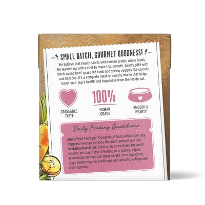 Show full view: The Honest Kitchen Human Grade Butcher Block Pate Beef, Lamb & Spring Veggies Wet Dog Food, 10.5-oz bag, case of 6 slide 3 of 9