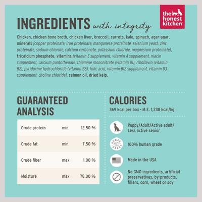 Show full view: The Honest Kitchen Butcher Block Pate Chicken & Super Greens Pate Wet Dog Food, 10.5-oz box, bundle of 12  slide 3 of 10