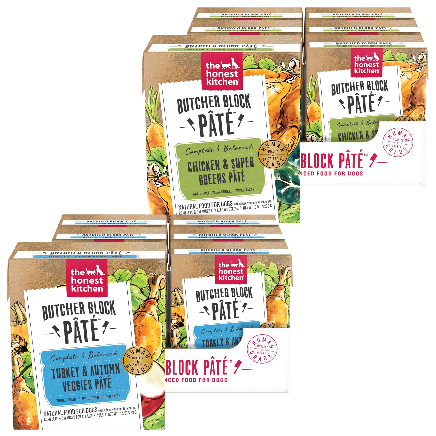 The Honest Kitchen Butcher Block Pate Chicken & Super Greens + Turkey & Autumn Veggies Pate Wet Dog Food
