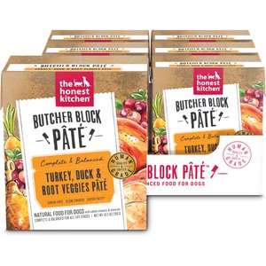 The Honest Kitchen Human Grade Butcher Block Pate Turkey, Duck & Root Veggies Wet Dog Food, 10.5-oz bag, case of 6