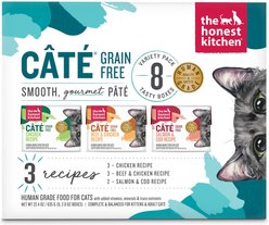 The Honest Kitchen Cate Chicken, Salmon & Turkey Variety Pack Grain-Free Pate Wet Cat Food, 2.8-oz box, case of 8