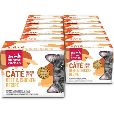 The Honest Kitchen The Honest Kitchen Human Grade Cate Grain-Free Beef & Chicken Pate Wet Cat Food, 2.8-oz, case of 12