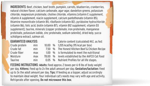 Show full view: The Honest Kitchen Human Grade Cate Grain-Free Beef & Chicken Pate Wet Cat Food, 2.8-oz, case of 12 slide 3 of 9