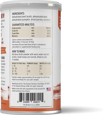 Show full view: The Honest Kitchen Daily Boosters Beef Bone Broth + Daily Boosters Turkey Bone Broth with Turmeric for Dogs slide 3 of 10