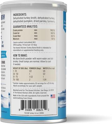 Show full view: The Honest Kitchen Daily Boosters Beef Bone Broth + Daily Boosters Turkey Bone Broth with Turmeric for Dogs slide 7 of 10