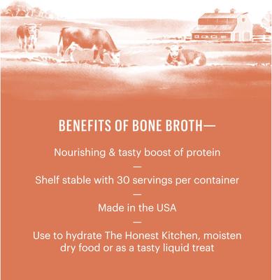 Show full view: The Honest Kitchen Human Grade Daily Boosters Beef Bone Broth with Turmeric for Dogs, 3.6-oz jar slide 4 of 12