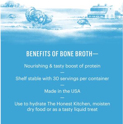 Show full view: The Honest Kitchen Human Grade Daily Boosters Turkey Bone Broth with Turmeric for Dogs, 3.6-oz jar slide 4 of 12