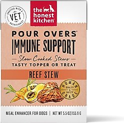 The Honest Kitchen Human Grade Functional POUR OVERS Immune Support Beef Stew Dog Food Topper, 5.5-oz can, case of 12