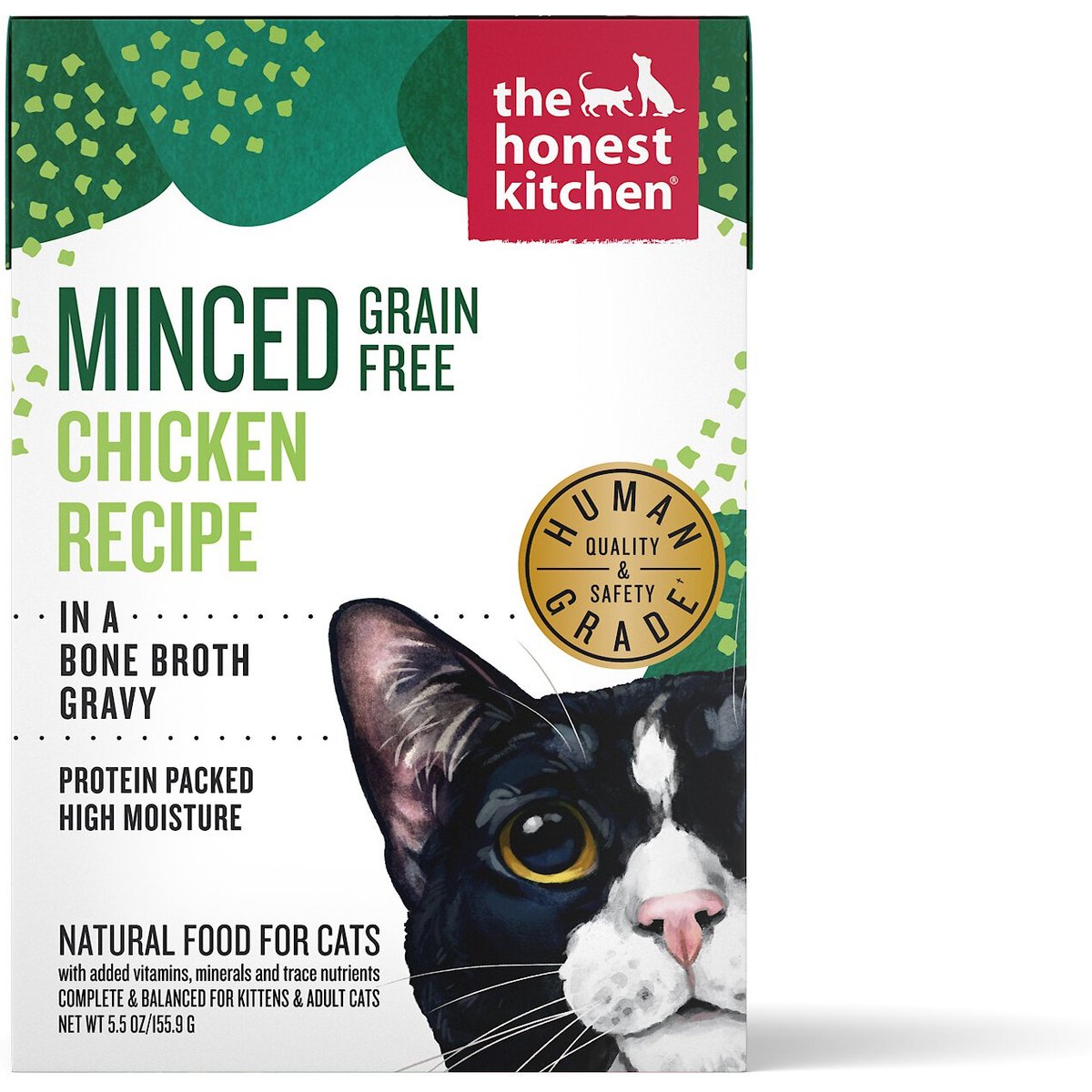 The Honest Kitchen Human Grade Grain-Free Minced Chicken in Bone Broth Gravy Wet Cat Food, 5.5-oz, case of 12
