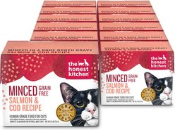 The Honest Kitchen Human Grade Grain-Free Minced Salmon & Cod in Fish Broth Gravy Wet Cat Food, 2.8-oz, case of 12