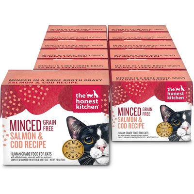 The Honest Kitchen The Honest Kitchen Human Grade Grain-Free Minced Salmon & Cod in Fish Broth Gravy Wet Cat Food, 2.8-oz, case of 12