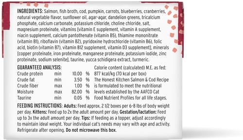 Show full view: The Honest Kitchen Human Grade Grain-Free Minced Salmon & Cod in Fish Broth Gravy Wet Cat Food, 2.8-oz, case of 12 slide 3 of 10