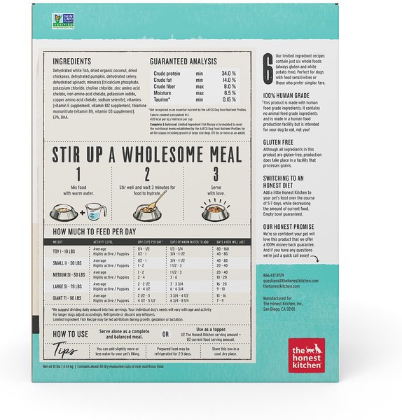 The Honest Kitchen Limited Ingredient Diet Fish Recipe Grain-Free Dehydrated Dog Food