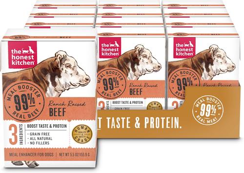 Show full view: The Honest Kitchen Meal Booster 99% Beef + Meal Booster 99% Chicken Wet Dog Food Topper slide 2 of 9