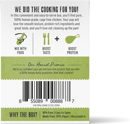 Show full view: The Honest Kitchen Meal Booster 99% Beef + Meal Booster 99% Chicken Wet Dog Food Topper slide 7 of 9